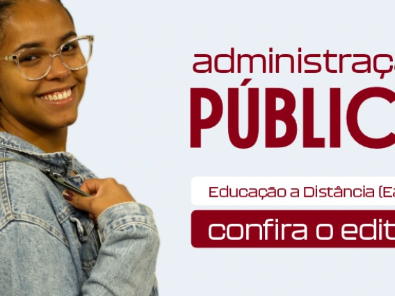 Banner do processo seletivo para o curso Administracao Publica - 2026